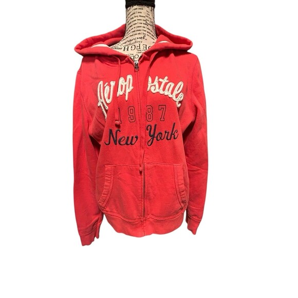 Aeropostale NYC Full Zip Hoodie XL Coral Pink NYC * Embroidered 1987 Y2K - Picture 1 of 7